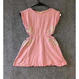 Mini Boden Pink Floral Patch Knit Applique Cut-Out Dress Dress 6-7Y Boho Barbie